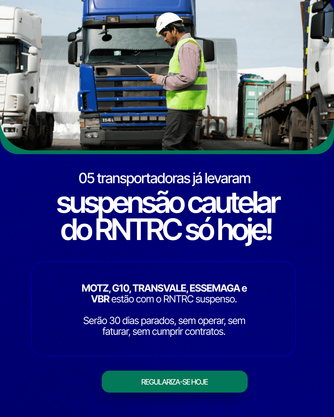 RNTRC suspenso: 5 transportadoras já pagam esse preço, sua empresa está protegida?
